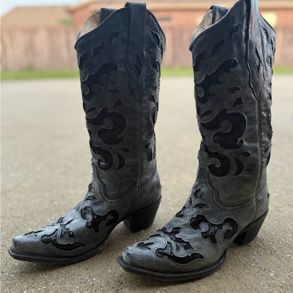 Corral Vintage Sequin Inlay Leather Boots